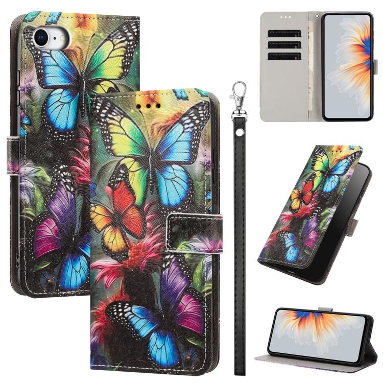 Custodia per telefono in ecopelle con motivo dipinto e cinturino, For iPhone 14 Pro Max, For iPhone 6 / 7 / 8, For iPhone 13 Pro Max