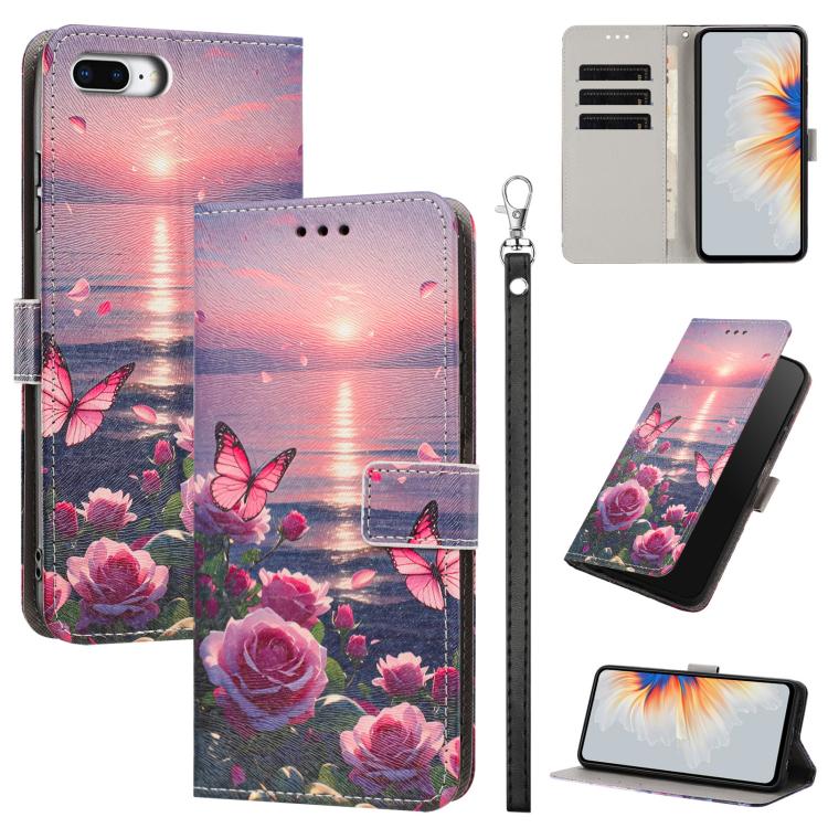 Custodia per telefono in ecopelle con motivo dipinto e cinturino, For iPhone XS Max, For iPhone 6 Plus / 7 Plus / 8 Plus