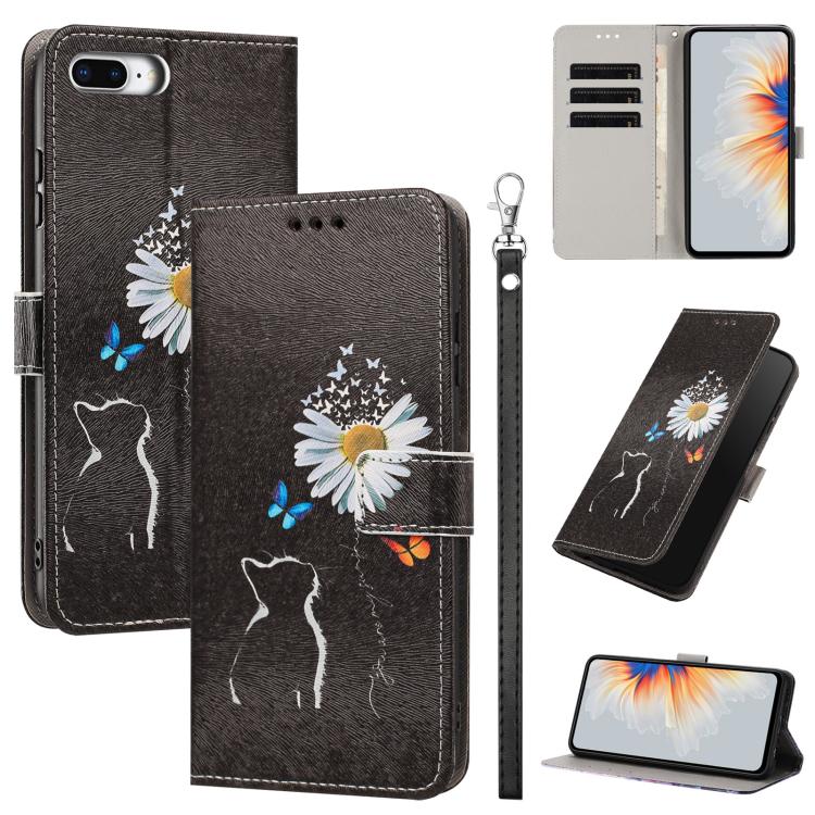 Custodia per telefono in ecopelle con motivo dipinto e cinturino, For iPhone XS Max, For iPhone 6 Plus / 7 Plus / 8 Plus