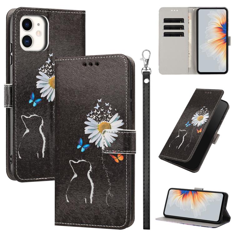 Custodia per telefono in ecopelle con motivo dipinto e cinturino, For iPhone 12 Pro Max, For iPhone 11 Pro Max, For iPhone 11