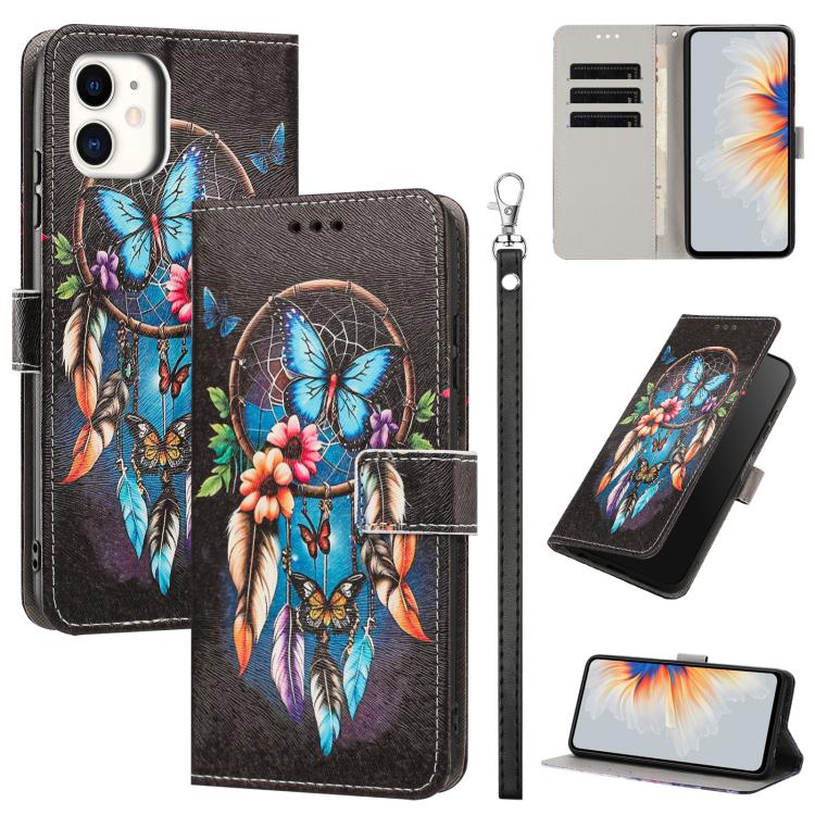 Custodia per telefono in ecopelle con motivo dipinto e cinturino, For iPhone 12 Pro Max, For iPhone 11 Pro Max, For iPhone 11