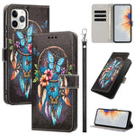 Custodia per telefono in ecopelle con motivo dipinto e cinturino, For iPhone 12 Pro Max, For iPhone 11 Pro Max, For iPhone 11