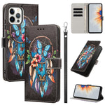 Custodia per telefono in ecopelle con motivo dipinto e cinturino, For iPhone 12 Pro Max, For iPhone 11 Pro Max, For iPhone 11