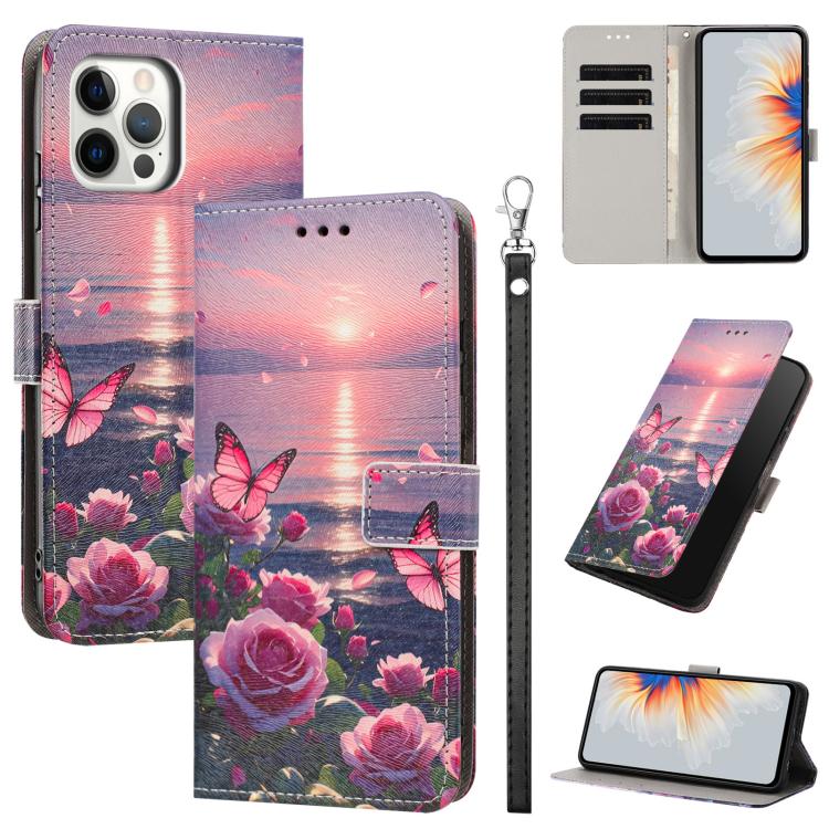 Custodia per telefono in ecopelle con motivo dipinto e cinturino, For iPhone 13 Pro, For iPhone 13 mini, For iPhone 12 Pro / 12