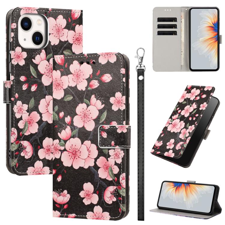 Custodia per telefono in ecopelle con motivo dipinto e cinturino, For iPhone 13 Pro, For iPhone 13 mini, For iPhone 12 Pro / 12