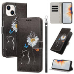 Custodia per telefono in ecopelle con motivo dipinto e cinturino, For iPhone 15, For iPhone 13 / 14, For iPhone 14 Pro