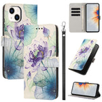 Custodia per telefono in ecopelle con motivo dipinto e cinturino, For iPhone 15, For iPhone 13 / 14, For iPhone 14 Pro