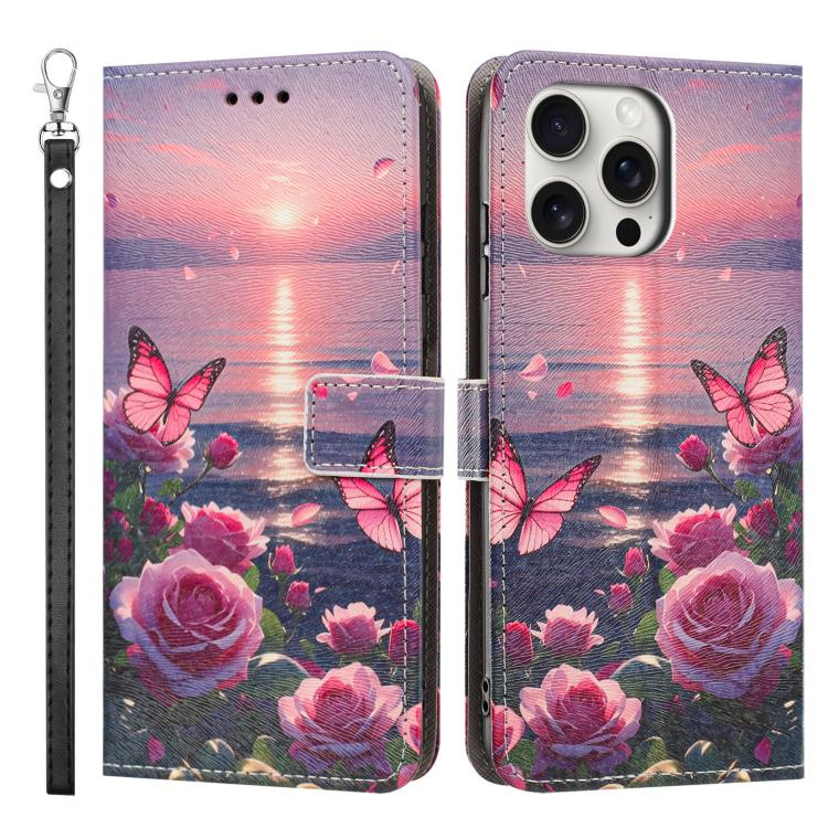 Custodia per telefono in ecopelle con motivo dipinto e cinturino, For iPhone 15 Pro Max, For iPhone 15 Pro, For iPhone 15 Plus / 14 Plus