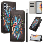 Custodia per telefono in ecopelle con motivo dipinto e cinturino, For iPhone 16 Pro, For iPhone 16 Plus, For iPhone 16