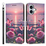 Custodia per telefono in ecopelle con motivo dipinto e cinturino, For iPhone 17, For iPhone Air, For iPhone 16 Pro Max