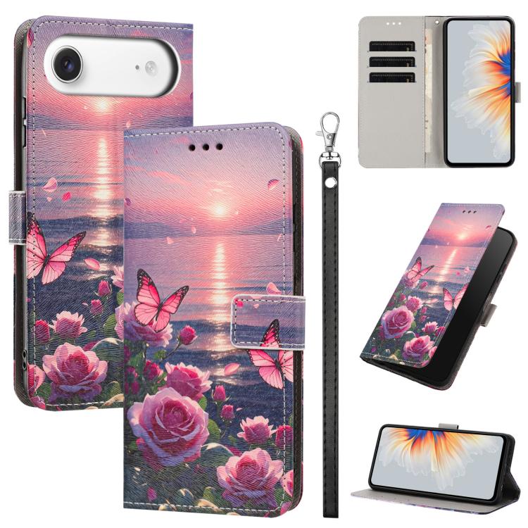 Custodia per telefono in ecopelle con motivo dipinto e cinturino, For iPhone 17, For iPhone Air, For iPhone 16 Pro Max
