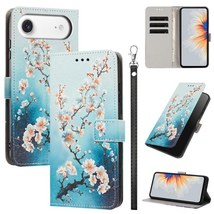 Custodia per telefono in ecopelle con motivo dipinto e cinturino, For iPhone 17, For iPhone Air, For iPhone 16 Pro Max