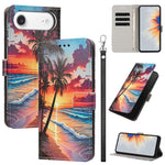 Custodia per telefono in ecopelle con motivo dipinto e cinturino, For iPhone 17, For iPhone Air, For iPhone 16 Pro Max