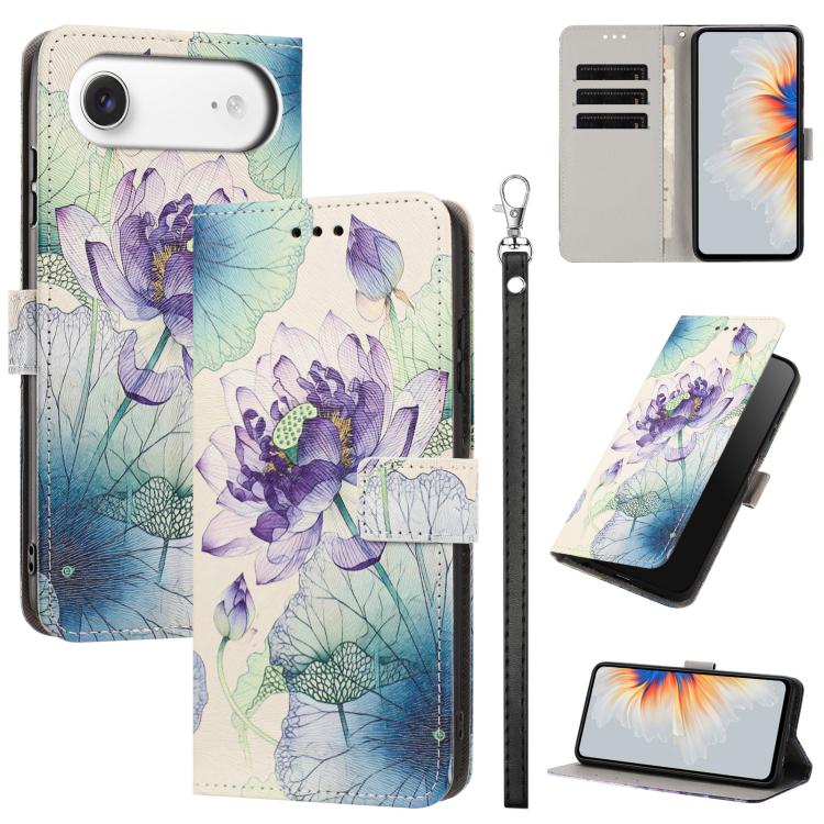 Custodia per telefono in ecopelle con motivo dipinto e cinturino, For iPhone 17, For iPhone Air, For iPhone 16 Pro Max