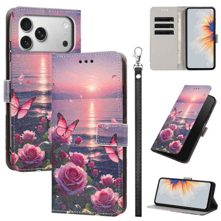 Custodia per telefono in ecopelle con motivo dipinto e cinturino, For iPhone 17e / 16e, For iPhone 17 Pro Max, For iPhone 17 Pro