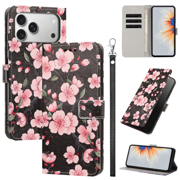 Custodia per telefono in ecopelle con motivo dipinto e cinturino, For iPhone 17e / 16e, For iPhone 17 Pro Max, For iPhone 17 Pro