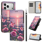 Custodia per telefono in ecopelle con motivo dipinto e cinturino, For iPhone 17e / 16e, For iPhone 17 Pro Max, For iPhone 17 Pro