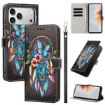 Custodia per telefono in ecopelle con motivo dipinto e cinturino, For iPhone 17e / 16e, For iPhone 17 Pro Max, For iPhone 17 Pro
