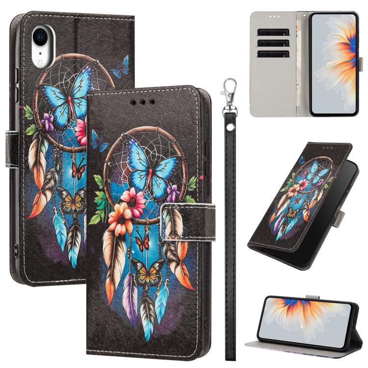 Custodia per telefono in ecopelle con motivo dipinto e cinturino, For iPhone 11 Pro, For iPhone X / XS, For iPhone XR