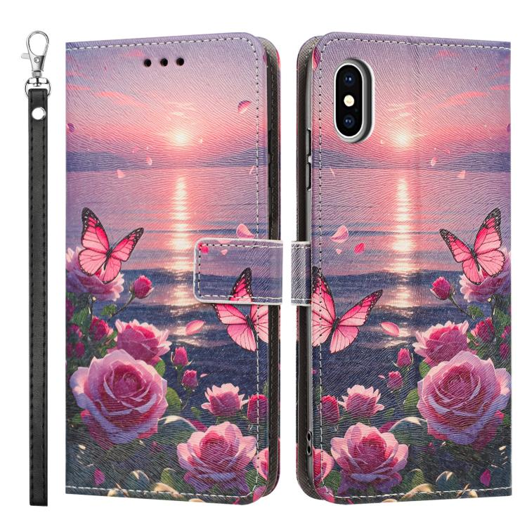Custodia per telefono in ecopelle con motivo dipinto e cinturino, For iPhone XS Max, For iPhone 6 Plus / 7 Plus / 8 Plus