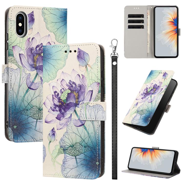 Custodia per telefono in ecopelle con motivo dipinto e cinturino, For iPhone XS Max, For iPhone 6 Plus / 7 Plus / 8 Plus