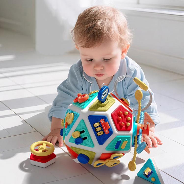 Cubo interattivo Baby Busy Board 22 in 1, giocattolo sensoriale Montessori per la prima infanzia
