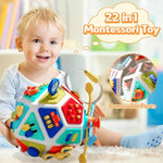 Cubo interattivo Baby Busy Board 22 in 1, giocattolo sensoriale Montessori per la prima infanzia