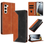 Custodia per telefono in ecopelle bicolore con protezione RFID, piacevole al tatto., For Galaxy S23 5G