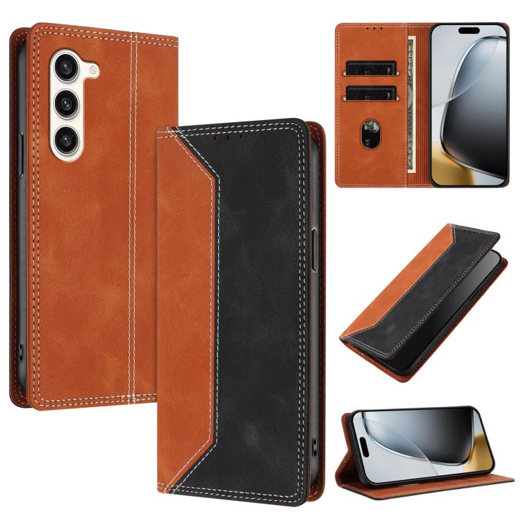 Custodia per telefono in ecopelle bicolore con protezione RFID, piacevole al tatto., For Galaxy S23 5G