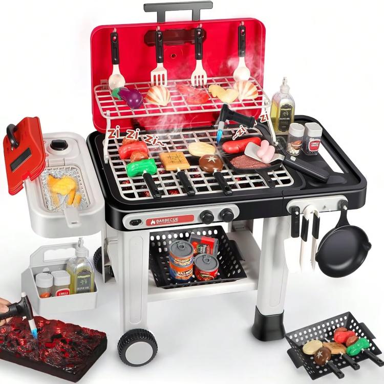 Set di 42 pezzi: gioco di simulazione di barbecue elettrico con suoni e luci, ideale per bambini.