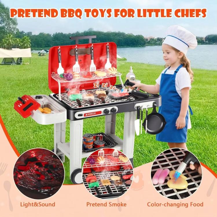 Set di 42 pezzi: gioco di simulazione di barbecue elettrico con suoni e luci, ideale per bambini.