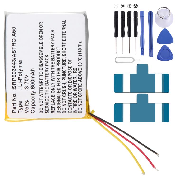 Batteria per auricolari Bluetooth, For Astro A50 A20 800mAh