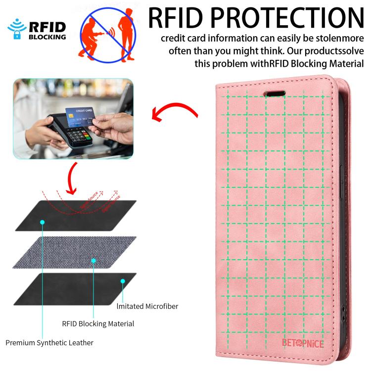 Custodia per telefono in pelle antifurto RFID con ventosa BETOPNICE, For Galaxy A27 5G