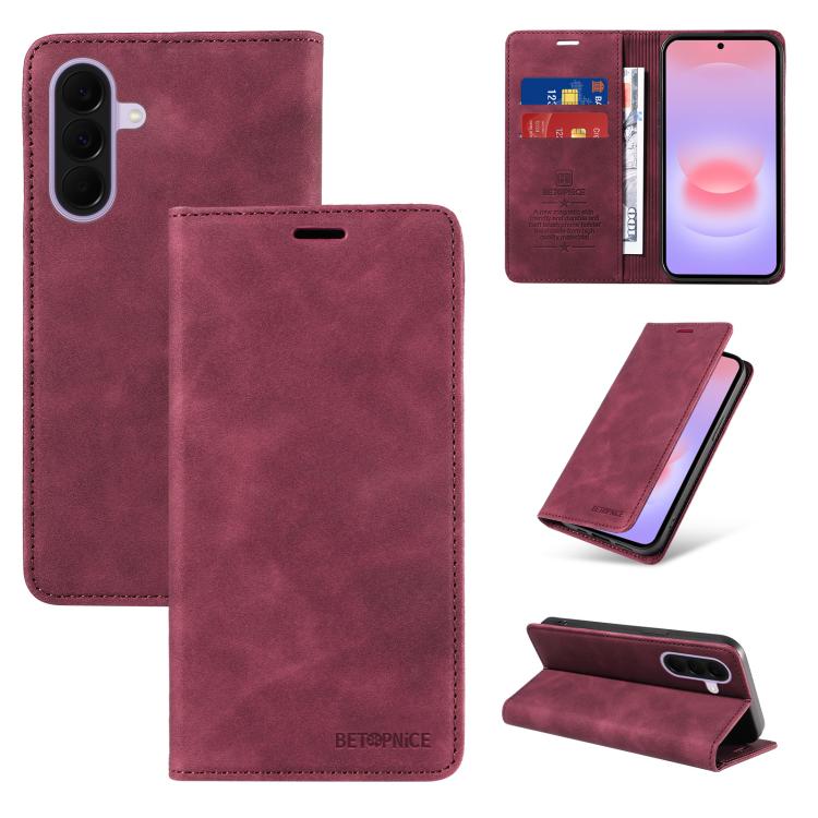 Custodia per telefono in pelle antifurto RFID con ventosa BETOPNICE, For Galaxy A27 5G