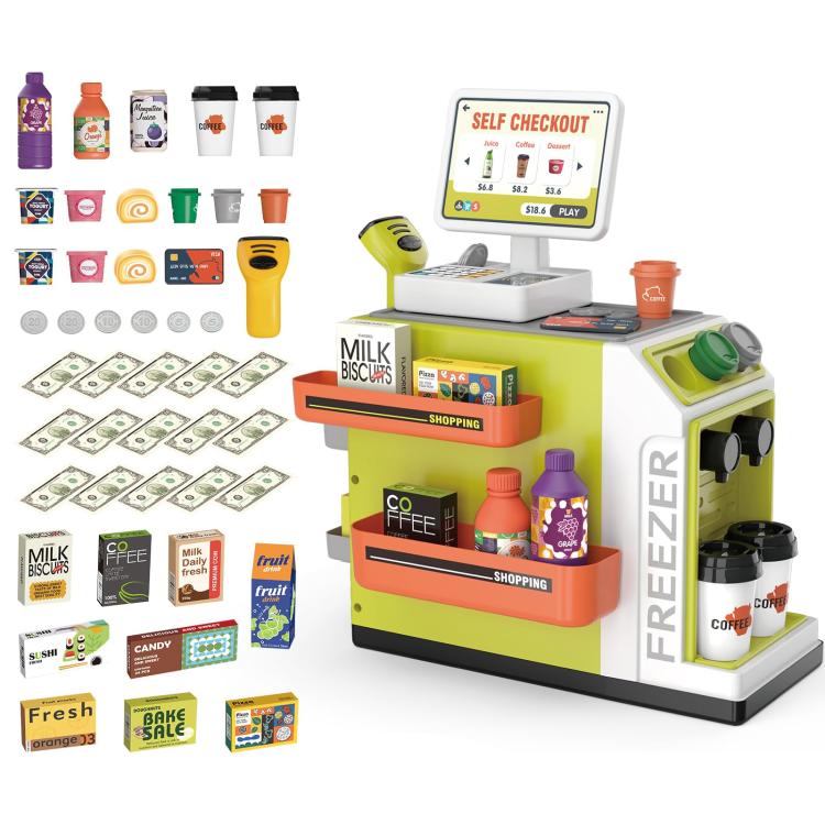 Set di 46 pezzi: registratore di cassa giocattolo per il gioco di ruolo dei bambini al supermercato.