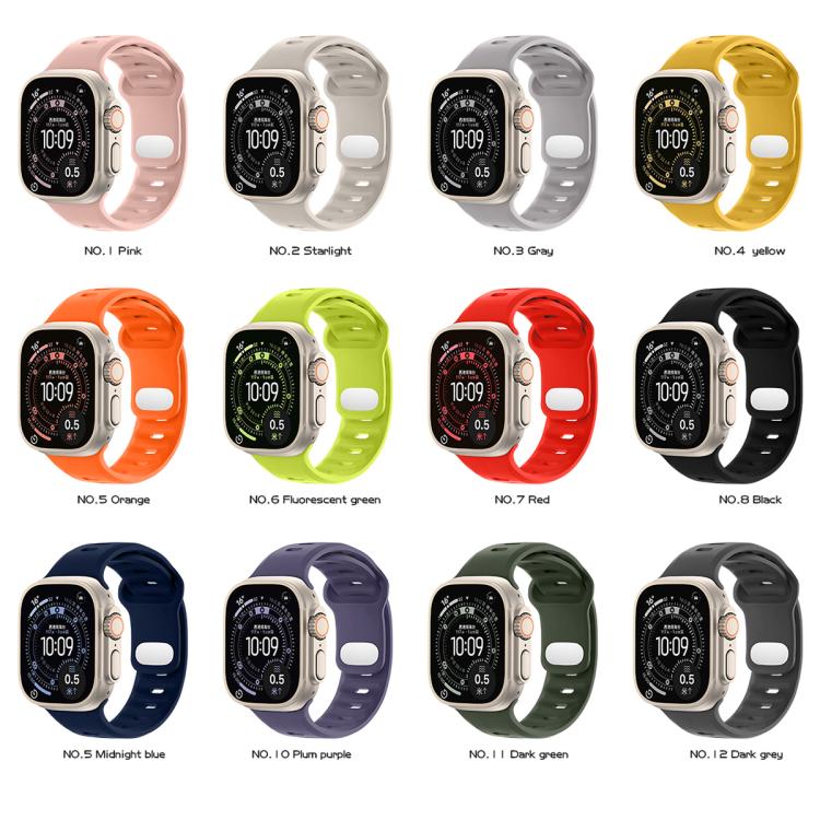 Cinturino sportivo in silicone tinta unita con fibbia a inversione., For Apple Watch 46mm / 49mm / 45mm / 44mm, For Apple Watch 42mm / 41mm / 40mm / 38mm