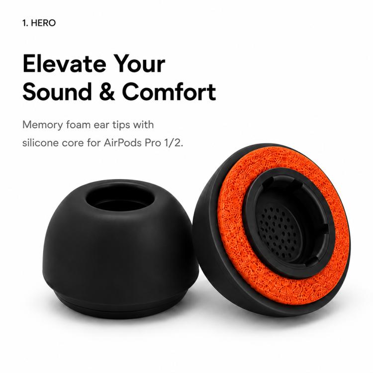 Kit di 4 paia di inserti auricolari di ricambio in spugna di silicone XDcase, taglie L/M/S/XS, For AirPods Pro 2 / 1