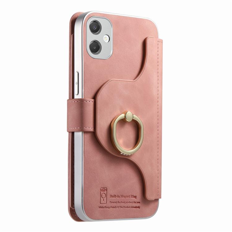 Portafoglio con cerniera, anello con bordo argentato e foro di precisione, blocco RFID, custodia magnetica in pelle vegana per telefono., For Galaxy A05, For Galaxy A05s, For Galaxy A25 5G