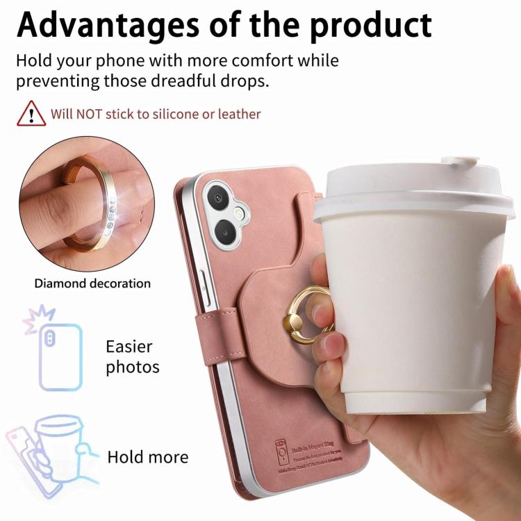 Portafoglio con cerniera, anello con bordo argentato e foro di precisione, blocco RFID, custodia magnetica in pelle vegana per telefono., For Galaxy A08 / A07 4G / 5G, For Galaxy A18 / A17 4G / 5G, For Galaxy A57 5G