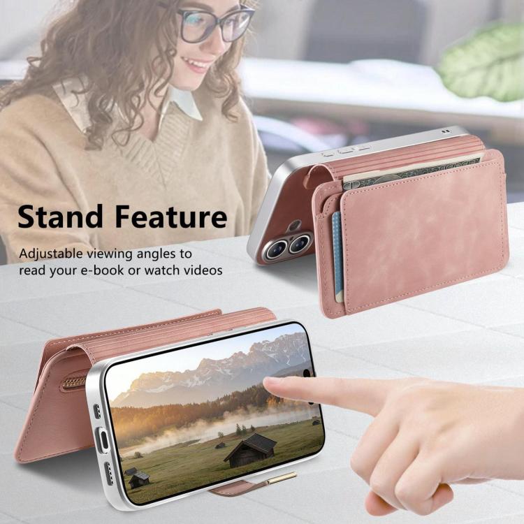 Portafoglio con cerniera, anello con bordo argentato e foro di precisione, blocco RFID, custodia magnetica in pelle vegana per telefono., For Galaxy A37 5G, For Galaxy A06 5G, For Galaxy A56 5G