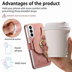 Portafoglio con cerniera, anello con bordo argentato e foro di precisione, blocco RFID, custodia magnetica in pelle vegana per telefono., For Galaxy A37 5G, For Galaxy A06 5G, For Galaxy A56 5G