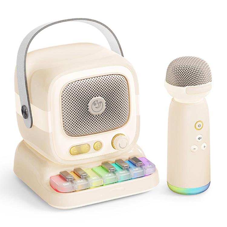 Altoparlante karaoke C60 Mini compatibile con Bluetooth, con tastiera al pianoforte e microfono wireless.