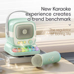 Altoparlante karaoke C60 Mini compatibile con Bluetooth, con tastiera al pianoforte e microfono wireless.