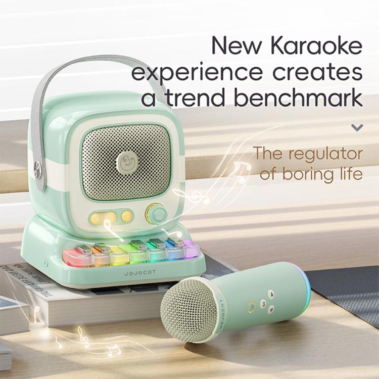 Altoparlante karaoke C60 Mini compatibile con Bluetooth, con tastiera al pianoforte e microfono wireless.