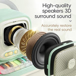 Altoparlante karaoke C60 Mini compatibile con Bluetooth, con tastiera al pianoforte e microfono wireless.