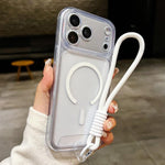 Custodia per telefono ibrida in TPU e acrilico trasparente, antiurto, con fori precisi e chiusura magnetica, dotata di cordino., For iPhone 17 Pro Max, For iPhone 17 Pro, For iPhone 17, For iPhone Air