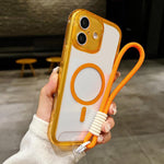 Custodia per telefono ibrida in TPU e acrilico trasparente, antiurto, con fori precisi e chiusura magnetica, dotata di cordino., For iPhone 17 Pro Max, For iPhone 17 Pro, For iPhone 17, For iPhone Air