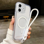 Custodia per telefono ibrida in TPU e acrilico trasparente, antiurto, con fori precisi e chiusura magnetica, dotata di cordino., For iPhone 17 Pro Max, For iPhone 17 Pro, For iPhone 17, For iPhone Air