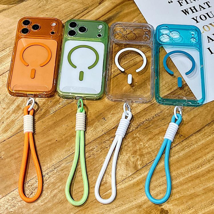 Custodia per telefono ibrida in TPU e acrilico trasparente, antiurto, con fori precisi e chiusura magnetica, dotata di cordino., For iPhone 17 Pro Max, For iPhone 17 Pro, For iPhone 17, For iPhone Air