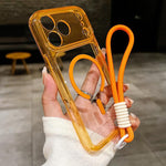 Custodia per telefono ibrida in TPU e acrilico trasparente, antiurto, con fori precisi e chiusura magnetica, dotata di cordino., For iPhone 17 Pro Max, For iPhone 17 Pro, For iPhone 17, For iPhone Air